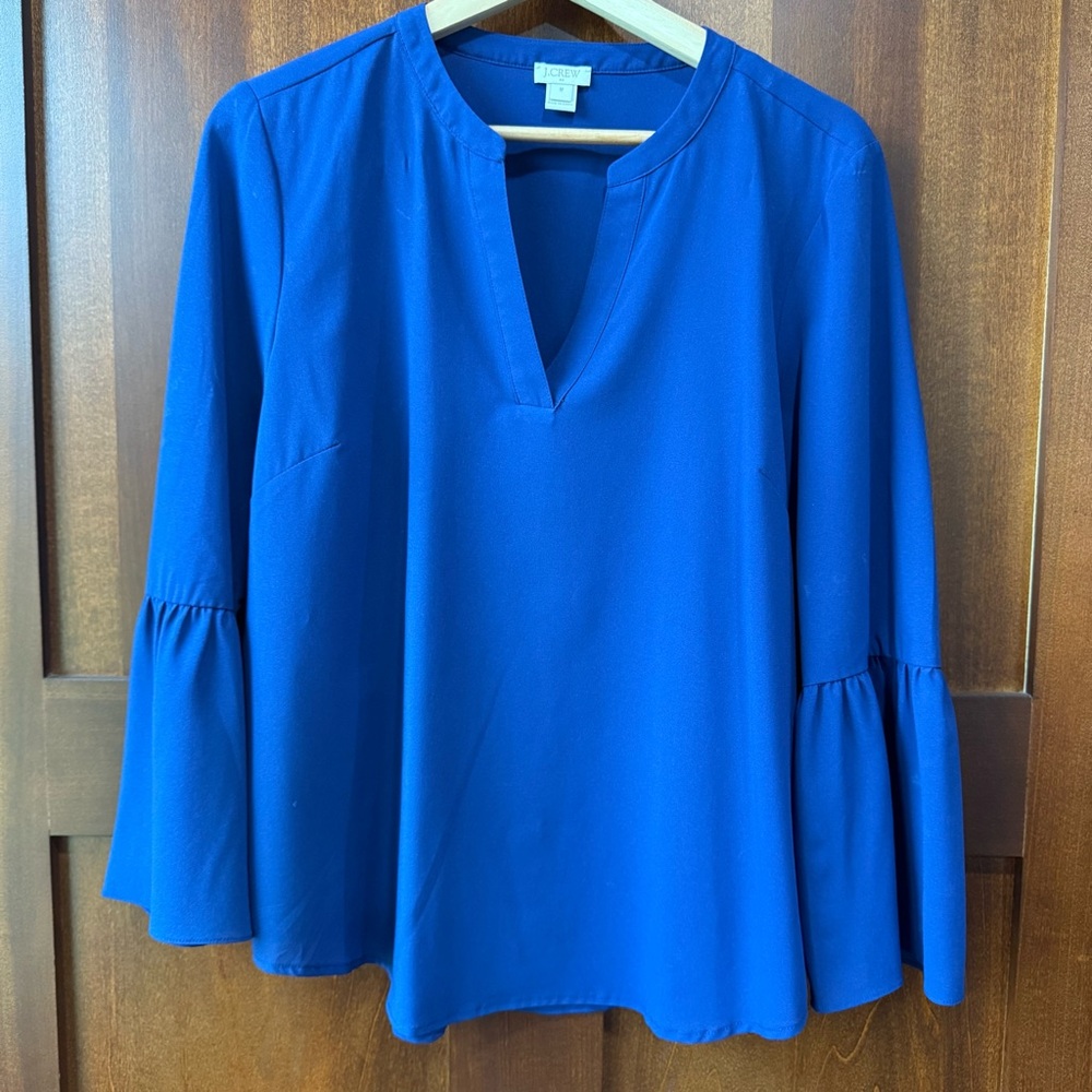 Women’s J. Crew Blue Bell Sleeve Blouse Size Medium